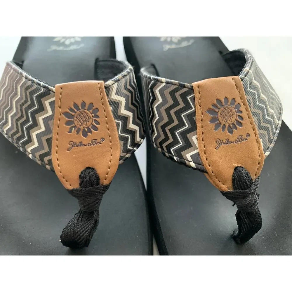 YELLOW BOX FIONNA CHEVRON STRAP FLIP FLOPS WOMEN'S SIZE 9 - Picture 4 of 6
